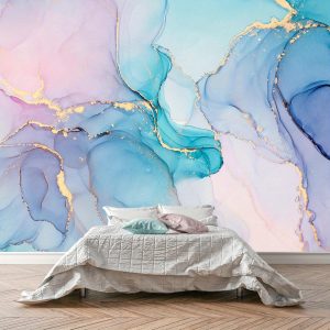 Peel & Stick Marble Wallpaper Mural - Abstract Golden Art for Living Room, Bedroom Decor | 98.42