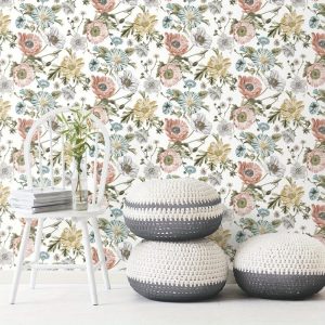 Vintage Poppy Peel & Stick Wallpaper, 20.5 in x 18 ft, 30.75 Sq. ft