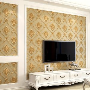 European Style Simple 3D Damask Waterproof Living Room Bedroom Non-Pasted PVC Wall Paper 1.73' W x 31.17'L