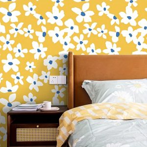 HAOKHOME Retro Floral Peel & Stick Wallpaper - 17.7x118in, Easy Apply & Remove Contact Paper for Living Room, Kitchen, Bedroom Decor and Furniture Makeover