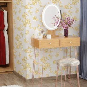 Peel and Stick Wallpaper Golden and White Wallpaper Self Adhesive Floral Wallpaper Removable Contact Paper for Cabinets Cabinets Covering Vinyl Rolls