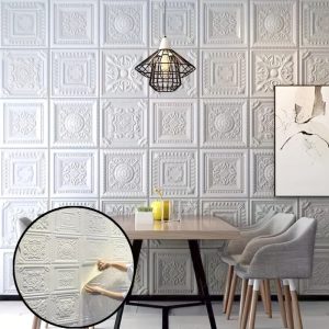 40-Piece 3D Roman Sculpture Brick Tile Style Wallpaper - Self-Adhesive, Waterproof, Mildew Proof Vinyl Foam Wall Panels for Home & Office Decor - Easy Install Texturized Wallpaper