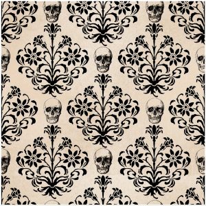 1pc, 17.7*118in, Halloween Wallpaper, Skull Self-Adhesive Wallpaper, Gothic Skull Peel And Stick Wallpaper, Vintage Floral Wallpaper, Contact Paper For Living Room Kitchen Bedroom Dormitory Wallpaper, Gothic Furniture Refurbishment Wallpaper